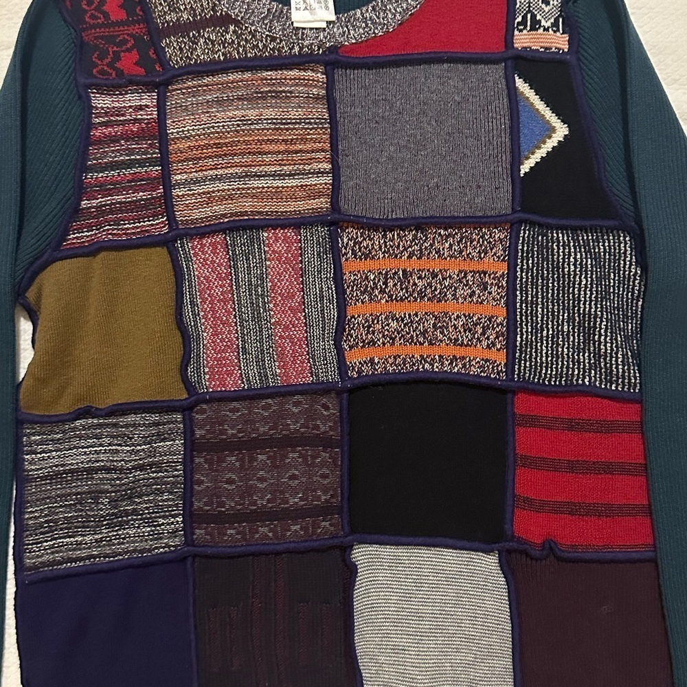 See By Chloe Patchwork Sweater - Green/Multi Sz M View 4